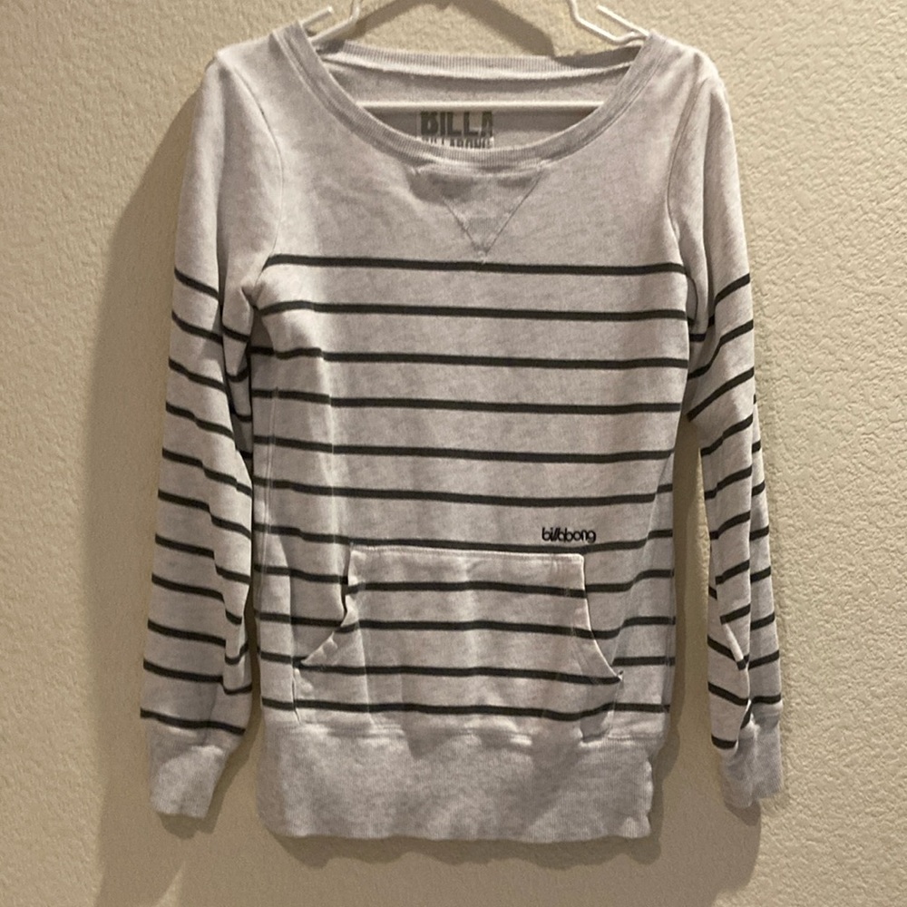 Billabong Black and Gray Striped Pullover